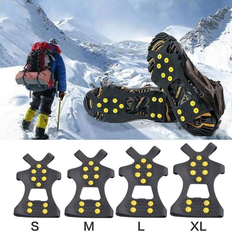 Aerexier Fiersh Ice Cleats - Snow Grippers Crampons Anti-Slip Traction Cleats Ice & Snow Grips for Shoes and Boots - 10 Steel Studs Slip-on Stretch Footwear for Women Men Kids (Extra 10 Studs) - Image 2